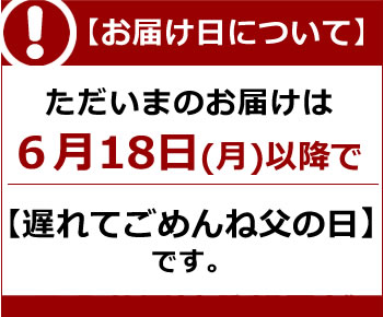 ただいまのお届けは6月18日(月)以降で【遅れてごめんね父の日】
です。